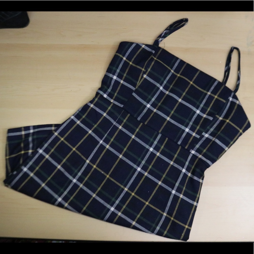 Tartan (plaid) Patterned Dark Blue/Green Dress